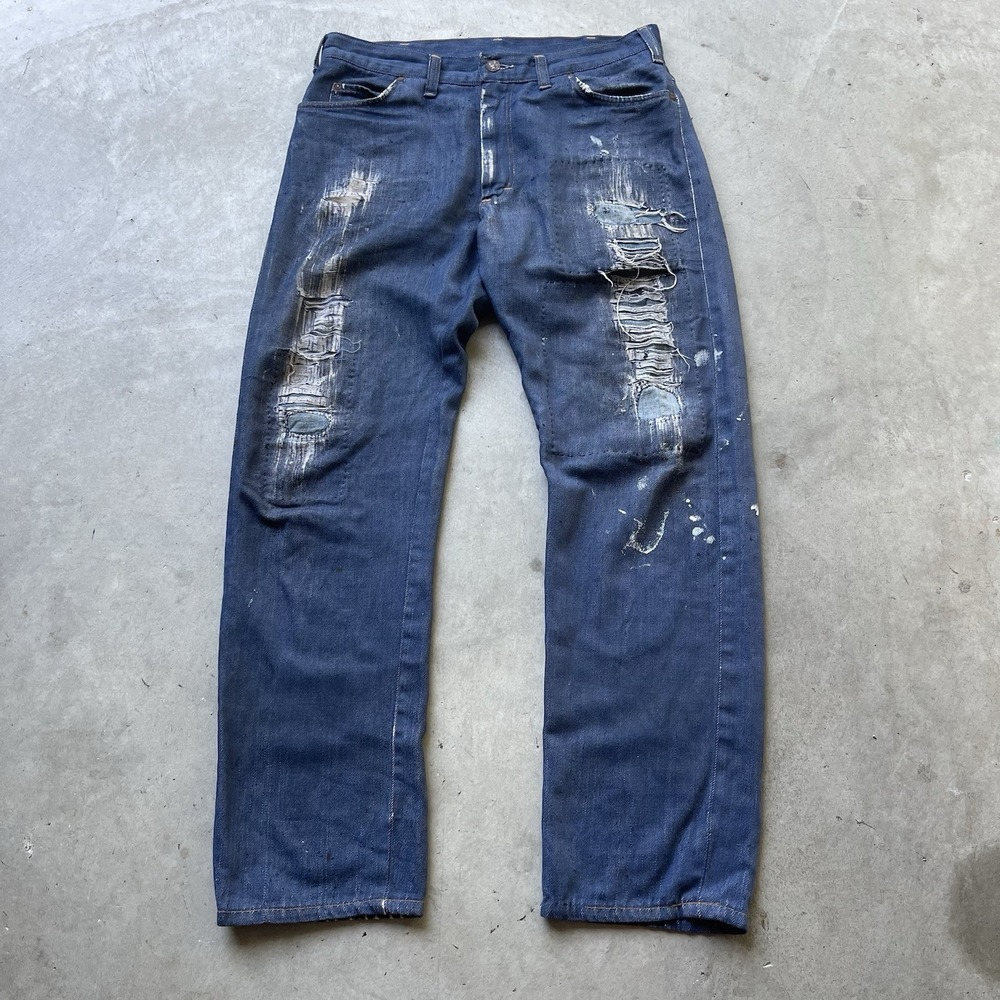 Vintage‎ 50s 60s Ranchcraft Jeans Blue Distressed Repaired Denim USA Talon 32x30